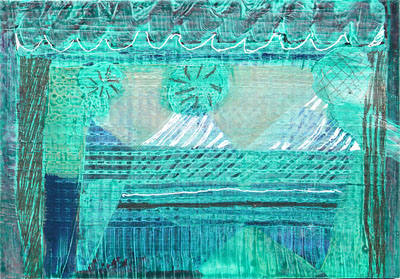 《メロンステージ》2015 14.8×21.0cm アクリル、鉛筆、パネル